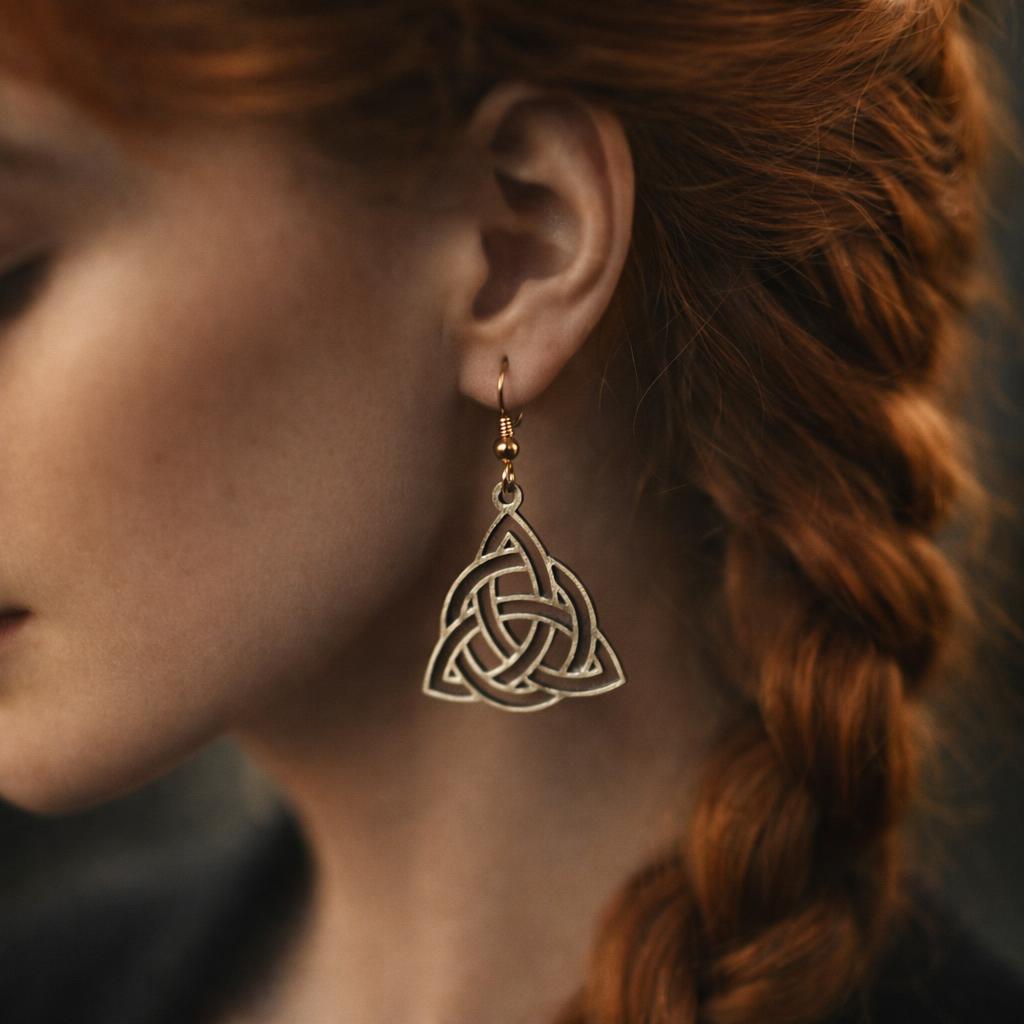 Boucles d'oreilles bois doré Triquetra