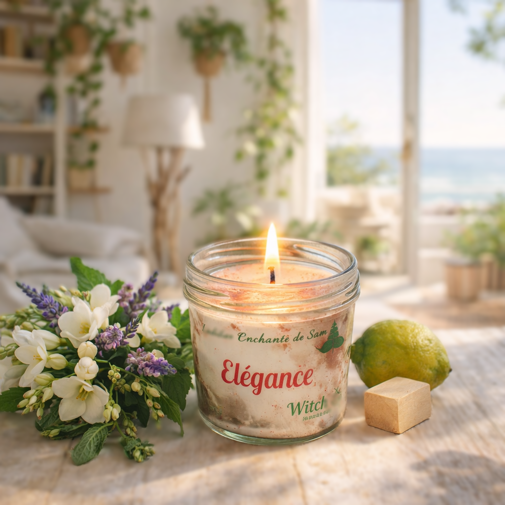 bougie en pot en verre, coulée à la main en Provence, parfum de Grasse