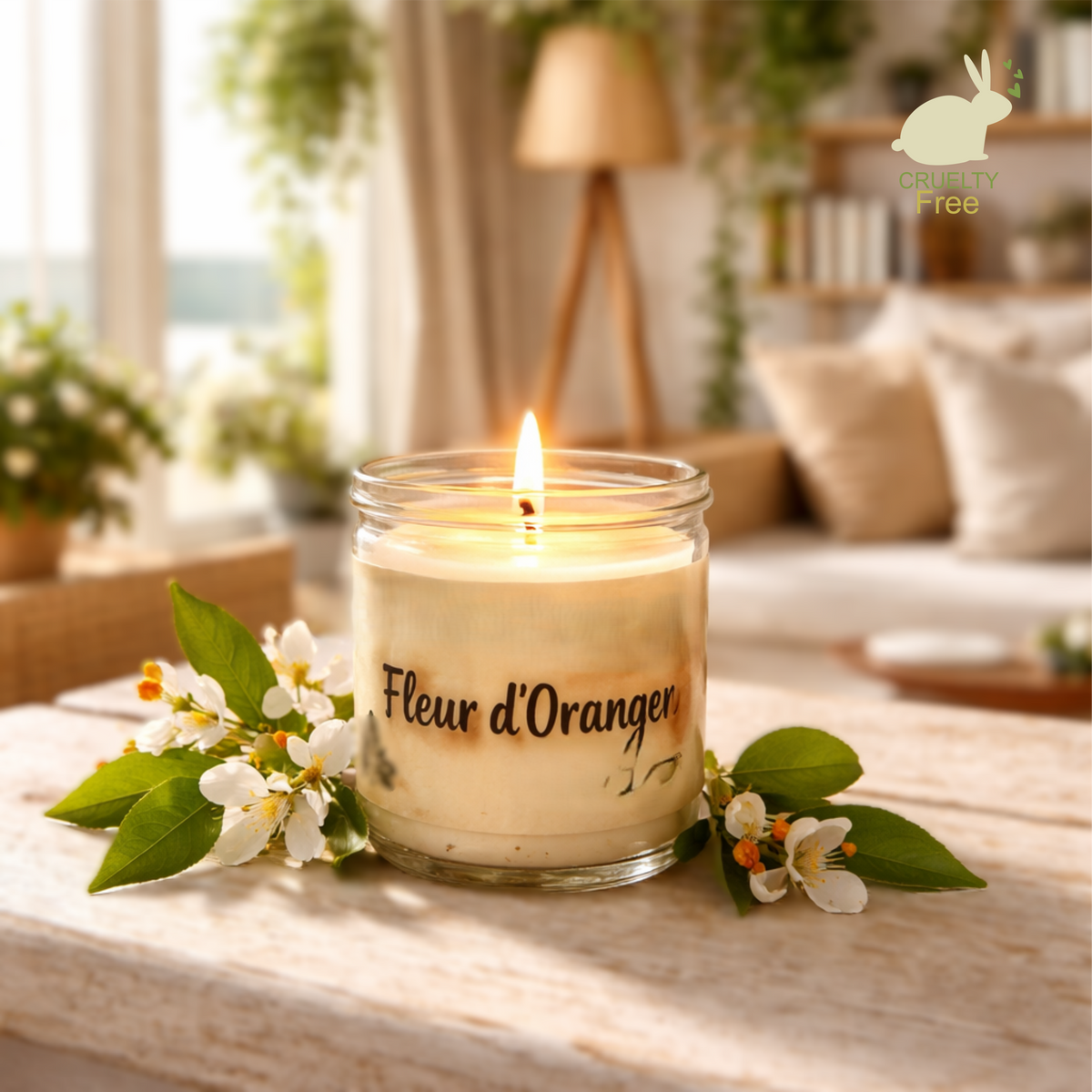 bougie artisanale fleur d'oranger, parfum de Grasse et caractéristiques éco responsables