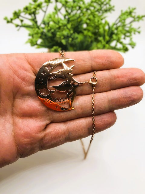 Chaine et pendentif Sorcière WitchArt couleur Or Rose