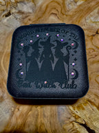 Boites à bijoux de voyage  personnalisée en cuir vegan style wicca/  bohème avec miroir intérieur,