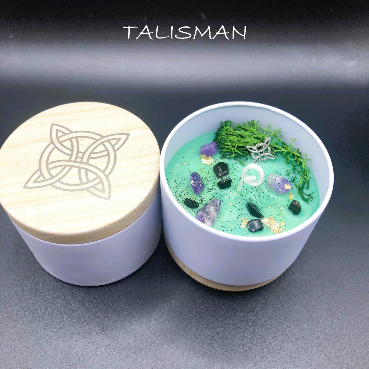 🕯️Bougie Magique Artisanale Talisman en Cire de Soja et Pierres Naturelles – Édition Limitée