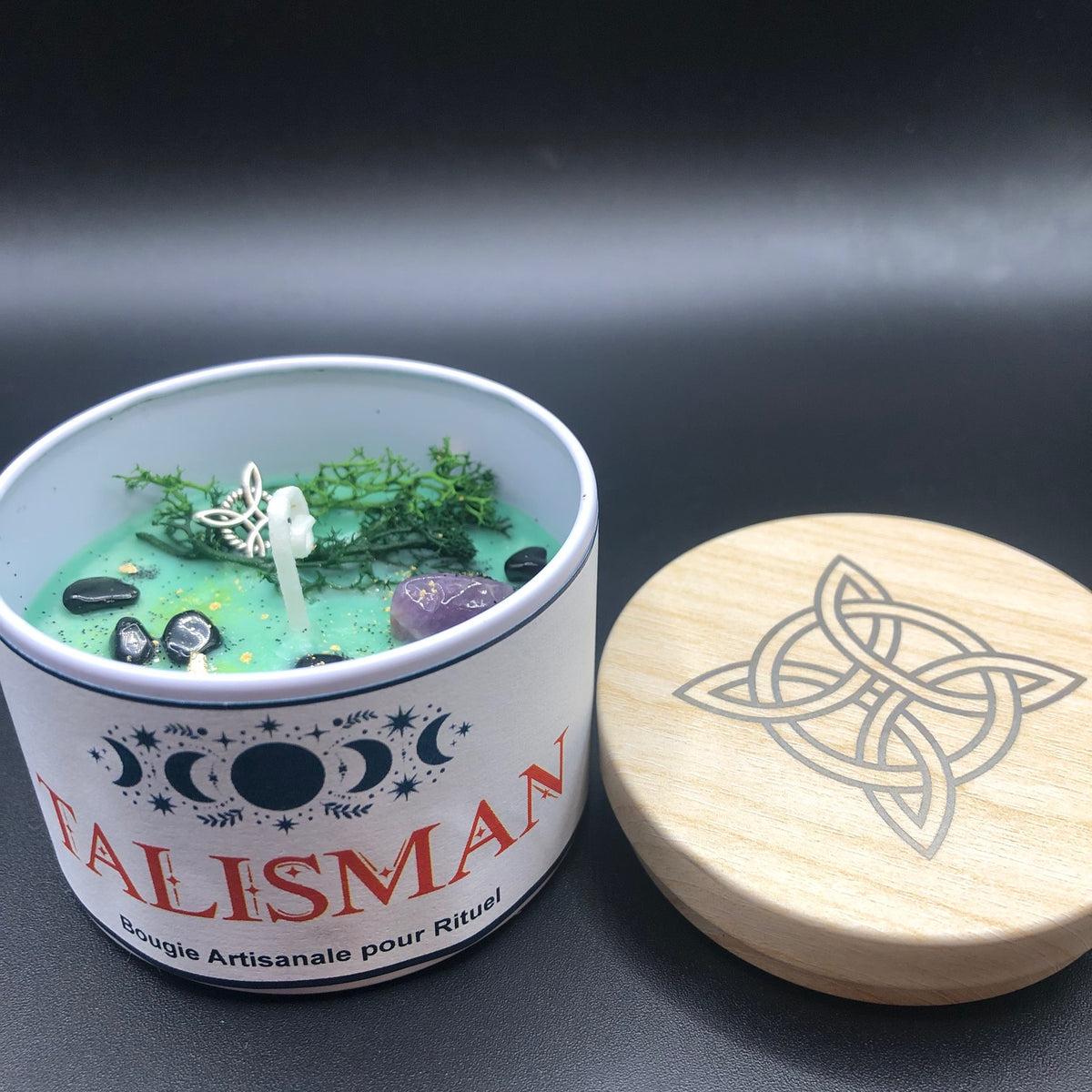 🕯️Bougie Magique Artisanale Talisman en Cire de Soja et Pierres Naturelles – Édition Limitée