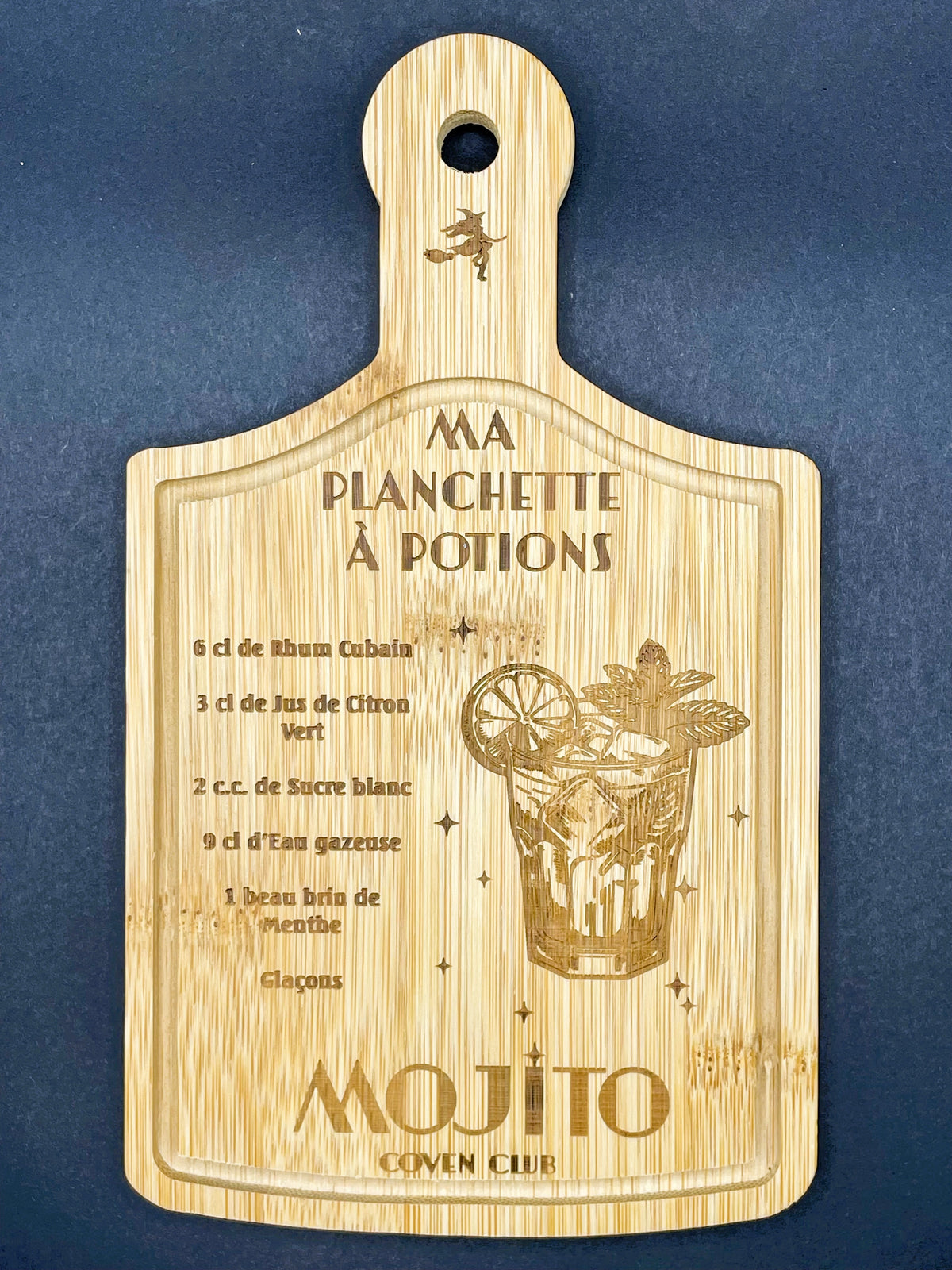 Planchette en Bambou Gravée "Recette de Cocktail" – Idée Cadeau Apéro & Déco Cuisine