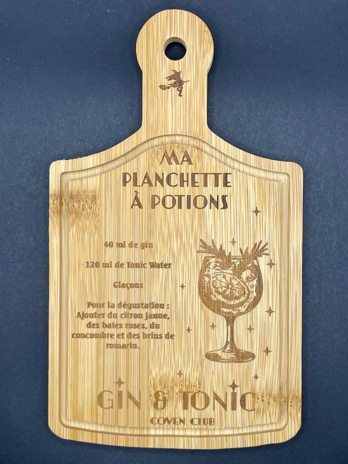 Planchette en Bambou Gravée "Recette de Cocktail" – Idée Cadeau Apéro & Déco Cuisine