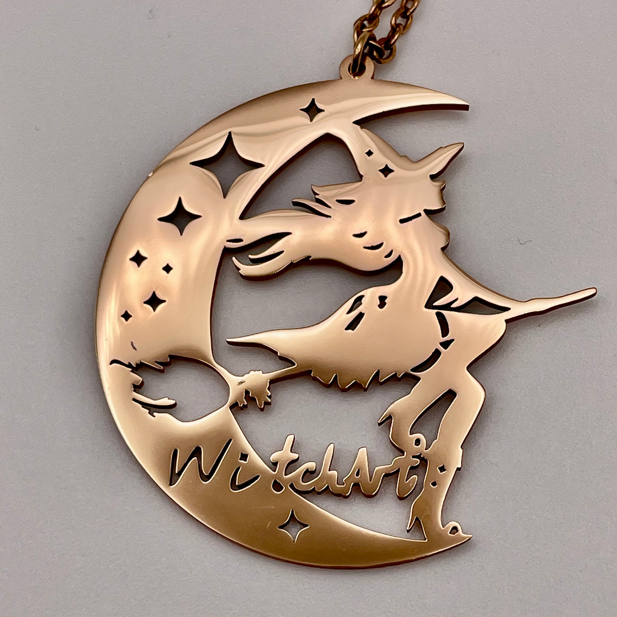Chaine et pendentif Sorcière WitchArt couleur Or Rose