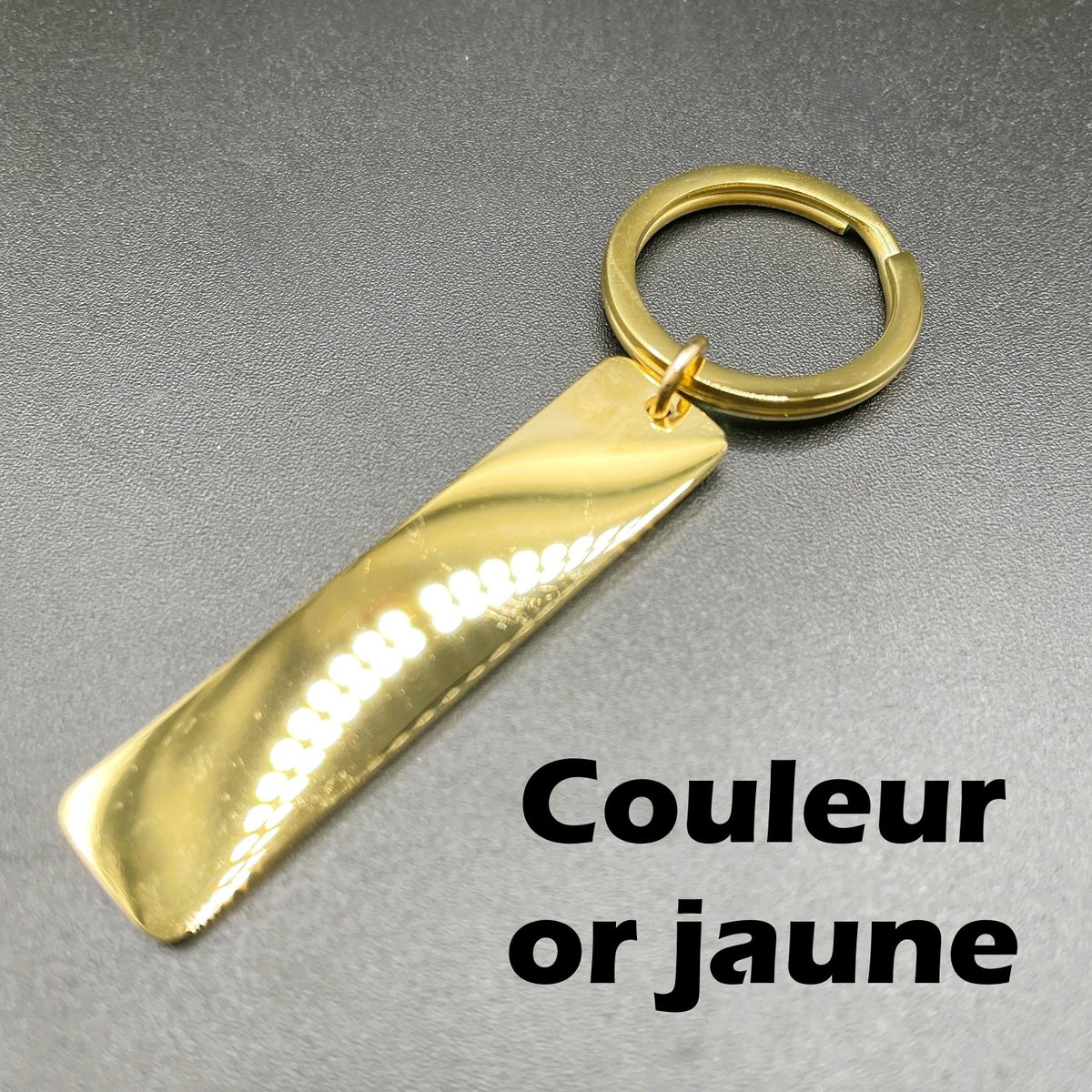 Porte clés minimaliste en métal miroir, personnalisable