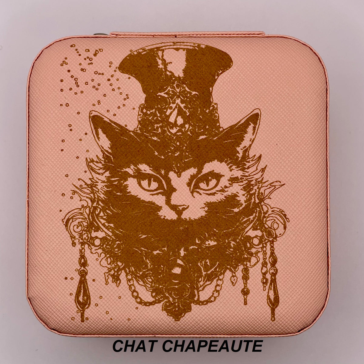 Boites à bijoux de voyage  personnalisée en cuir vegan style wicca/  bohème avec miroir intérieur,