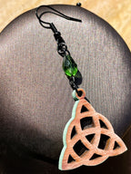 Boucles d'oreilles bois Triquetra & cristal autrichien