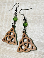 Boucles d'oreilles bois Triquetra & cristal autrichien