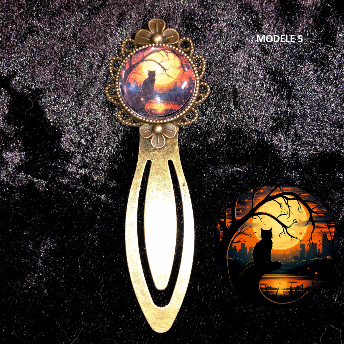 Marque-page Victorien couleur Bronze & Cabochon Verre style Whimsigoth