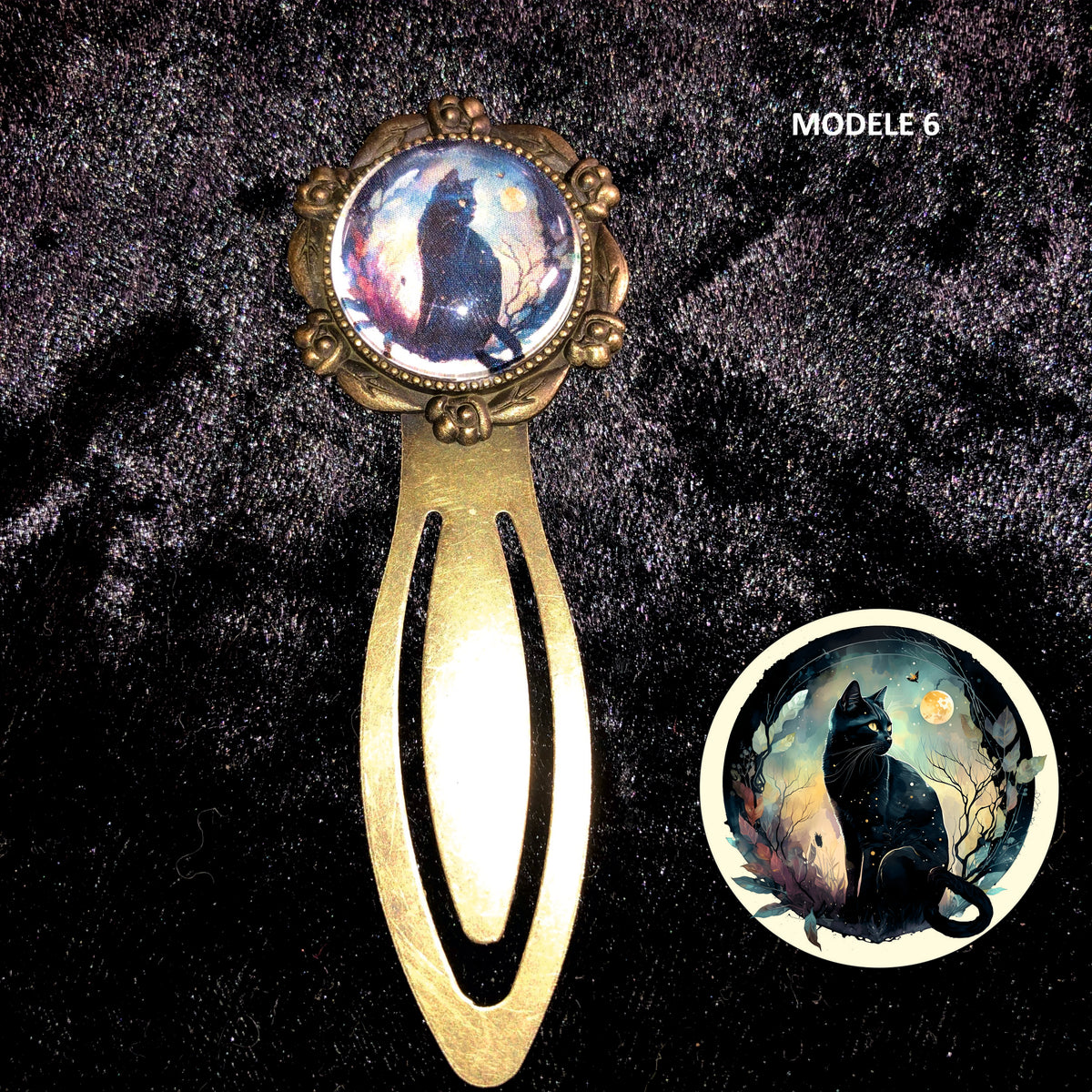 Marque-page Victorien couleur Bronze & Cabochon Verre style Whimsigoth
