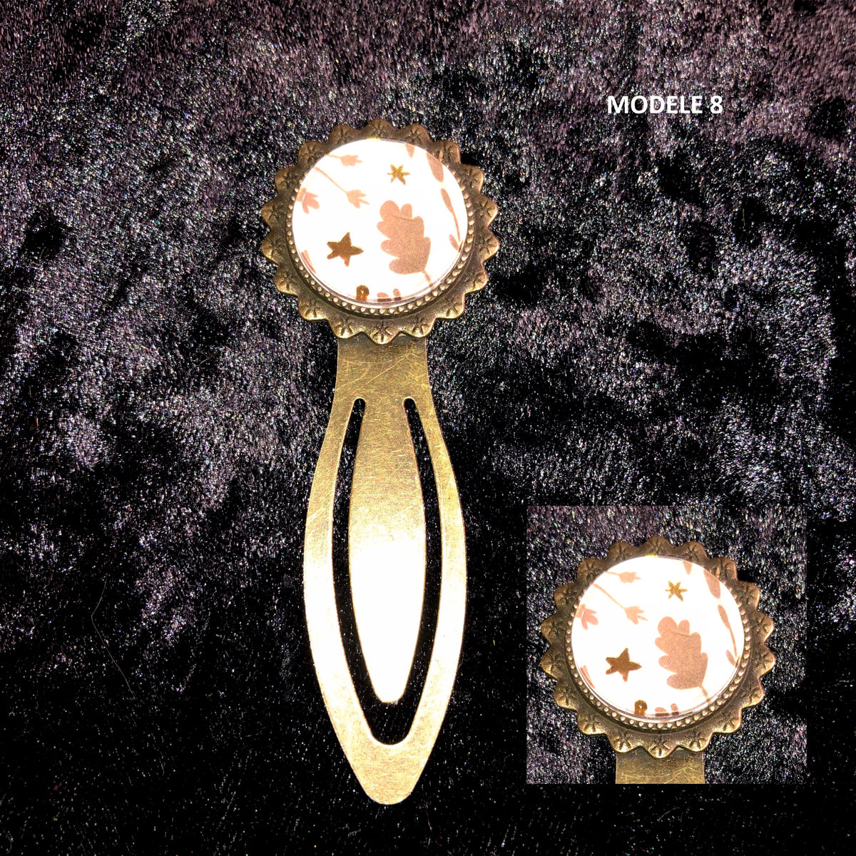 Marque-page Victorien couleur Bronze & Cabochon Verre style Whimsigoth