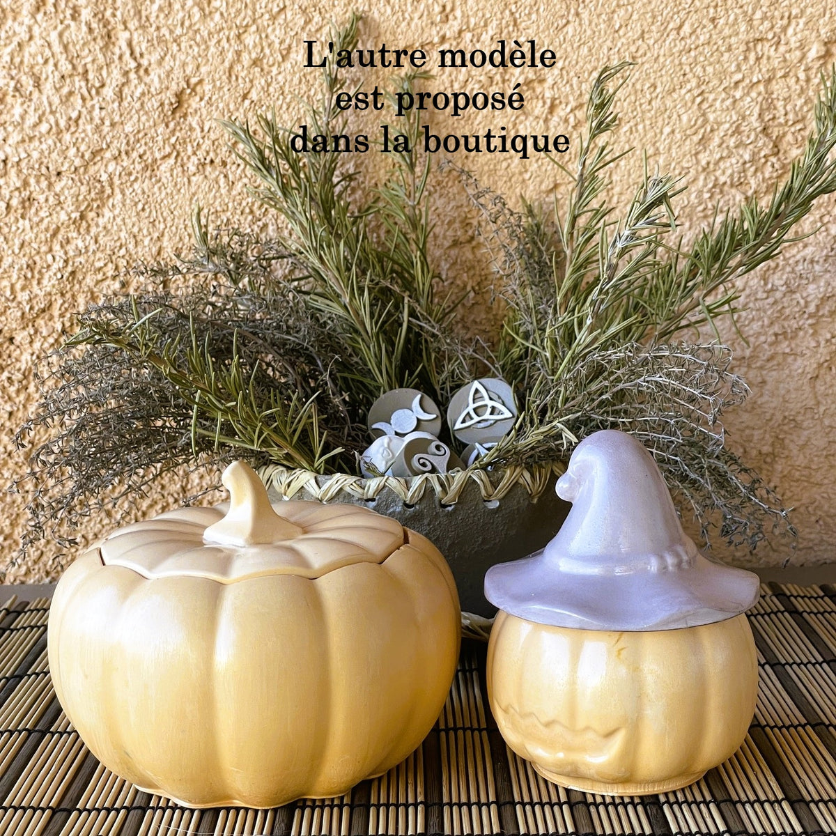 🕯️Bougie citrouille artisanale, création exclusive, Céramique – Cire Écologique / petit format