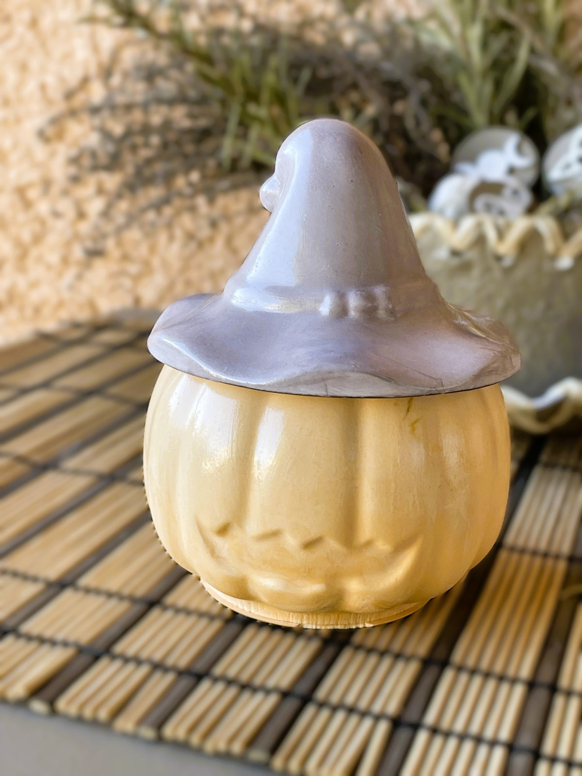 🕯️Bougie citrouille artisanale, création exclusive, Céramique – Cire Écologique / petit format