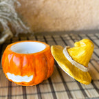 🕯️Bougie citrouille artisanale, création exclusive, Céramique – Cire Écologique / petit format