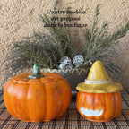 🕯️Bougie citrouille artisanale, création exclusive, Céramique – Cire Écologique / petit format