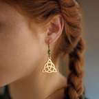 Boucles d'oreilles bois Triquetra & cristal autrichien