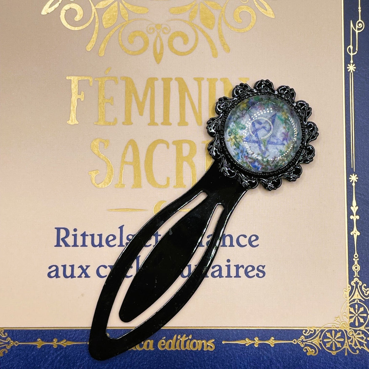 Marque-page Victorien couleur Noire & Cabochon Verre style Whimsigoth