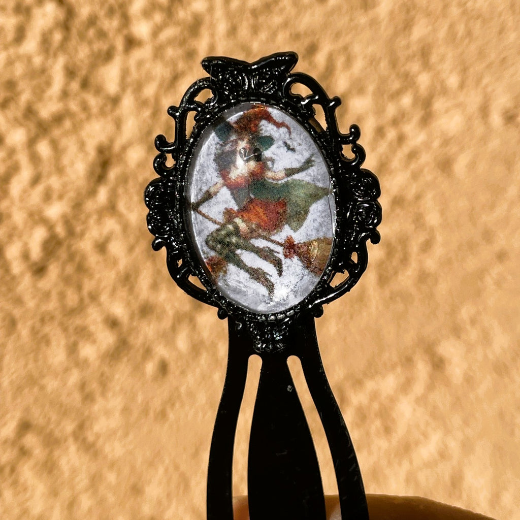 Marque-page Victorien couleur Noire & Cabochon Verre style Whimsigoth