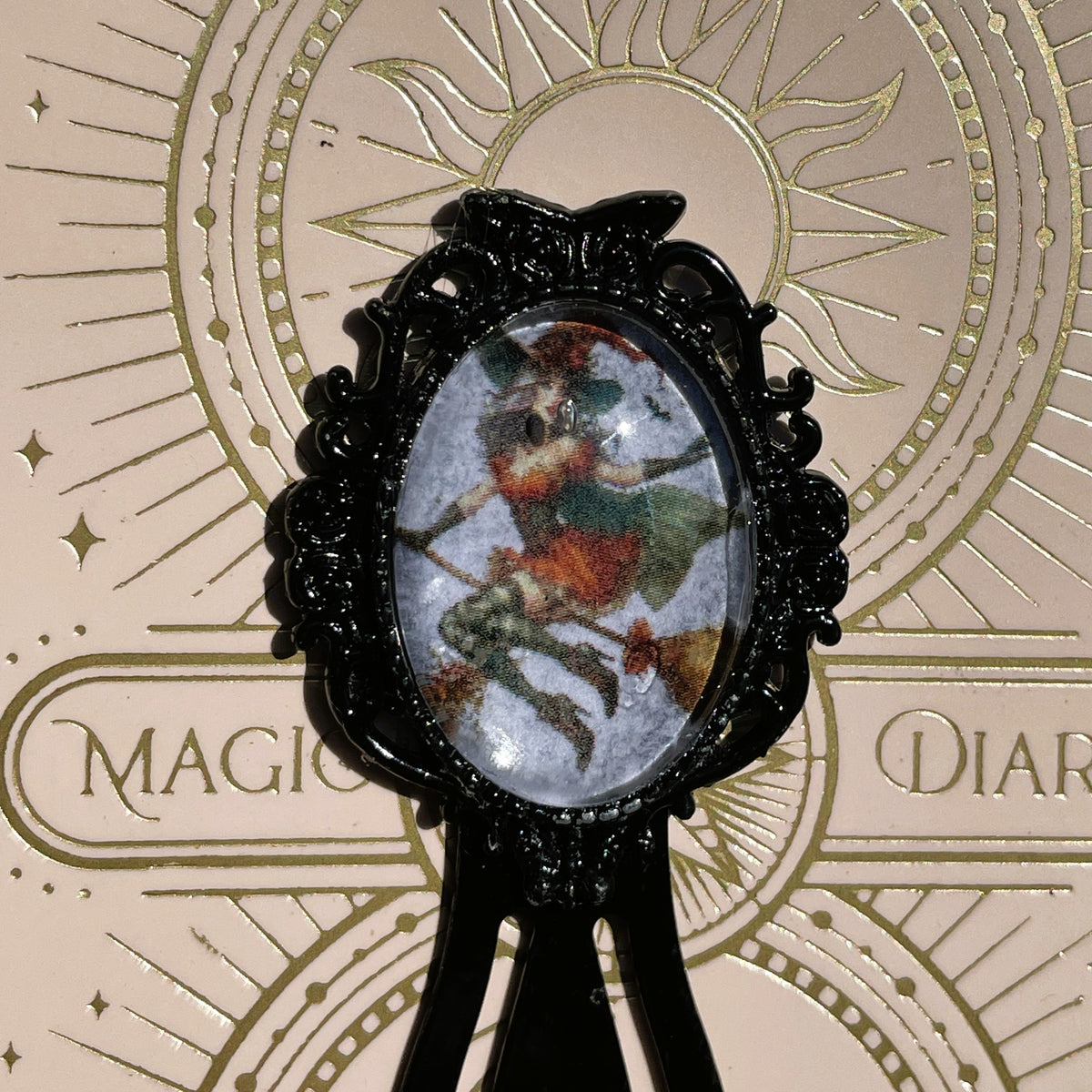 Marque-page Victorien couleur Noire & Cabochon Verre style Whimsigoth