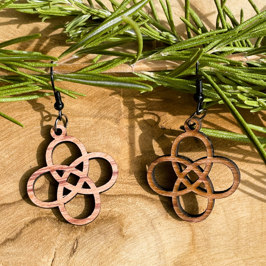 Lot de 5 paires de Boucles d'oreilles en bois de noyer