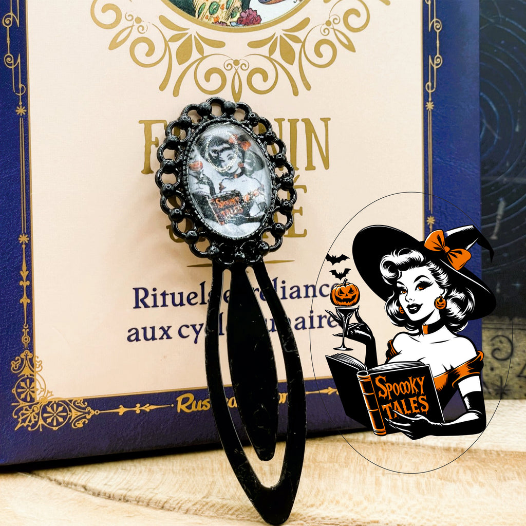 Marque-page Victorien couleur Noire & Cabochon Verre style Whimsigoth