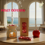 tablette de fondants de cire parfumée fruit défendu (genre pomme d'amour parfum de grasse et cire d'olive végan. Existe en deux formats tablette sécable